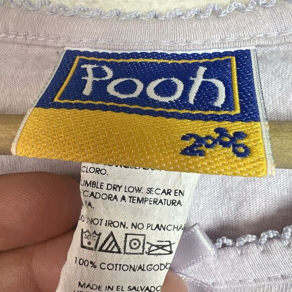 VINTAGE DISNEY Winnie The Pooh Eeyore 90s Night Gown Purple Disney Floral Sz S/M - Picture 7 of 10